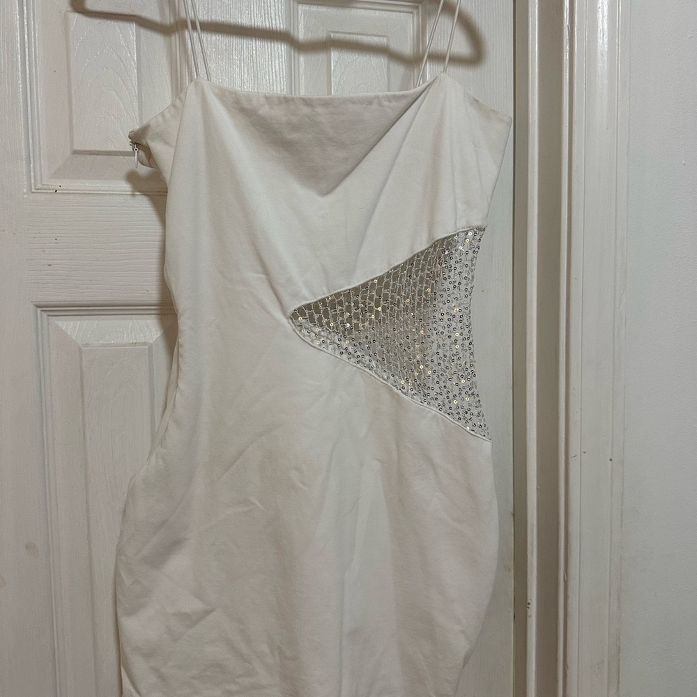 Superdown White Dress with Silver Accents